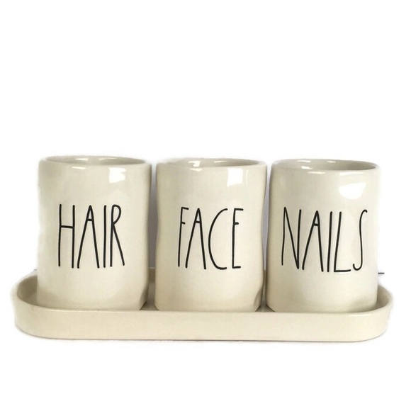Rae Dunn Other - Rae Dunn Artisan Collection by Magenta Hair Face Nails Ceramic Set with Tray